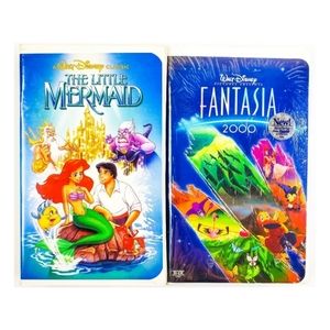 VTG 90s Disney VHS Tapes Black Diamond Classic Banned Little Mermaid + Fantasia